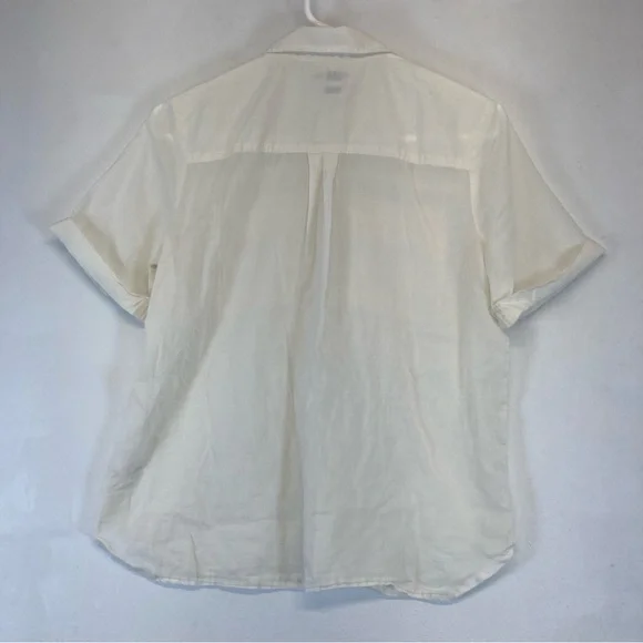 Faherty Shirt Womens Ivory Organic Cotton Popover Short Sleeve Pockets - Picture 10 of 13